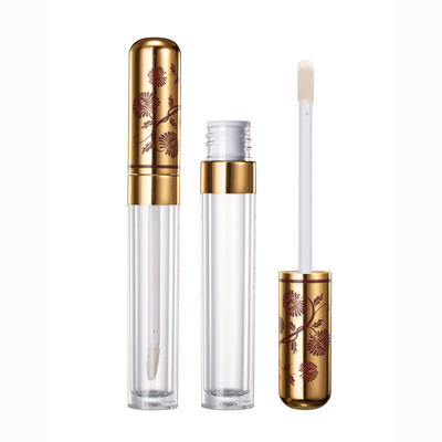 Custom HUIHO Logo Cosmetic Packaging Empty Clear Lip Gloss Tubes Gold Design Lip Gloss Cosmetic Container Luxury Tube Case